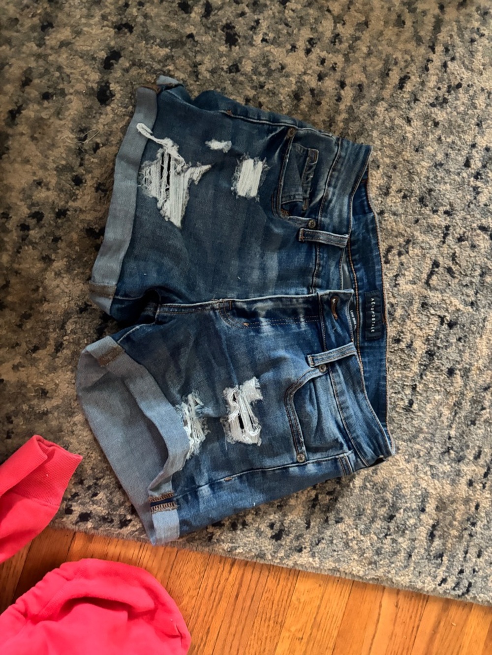 Aeropostale Distressed Dark Blue Denim Jean Shorts